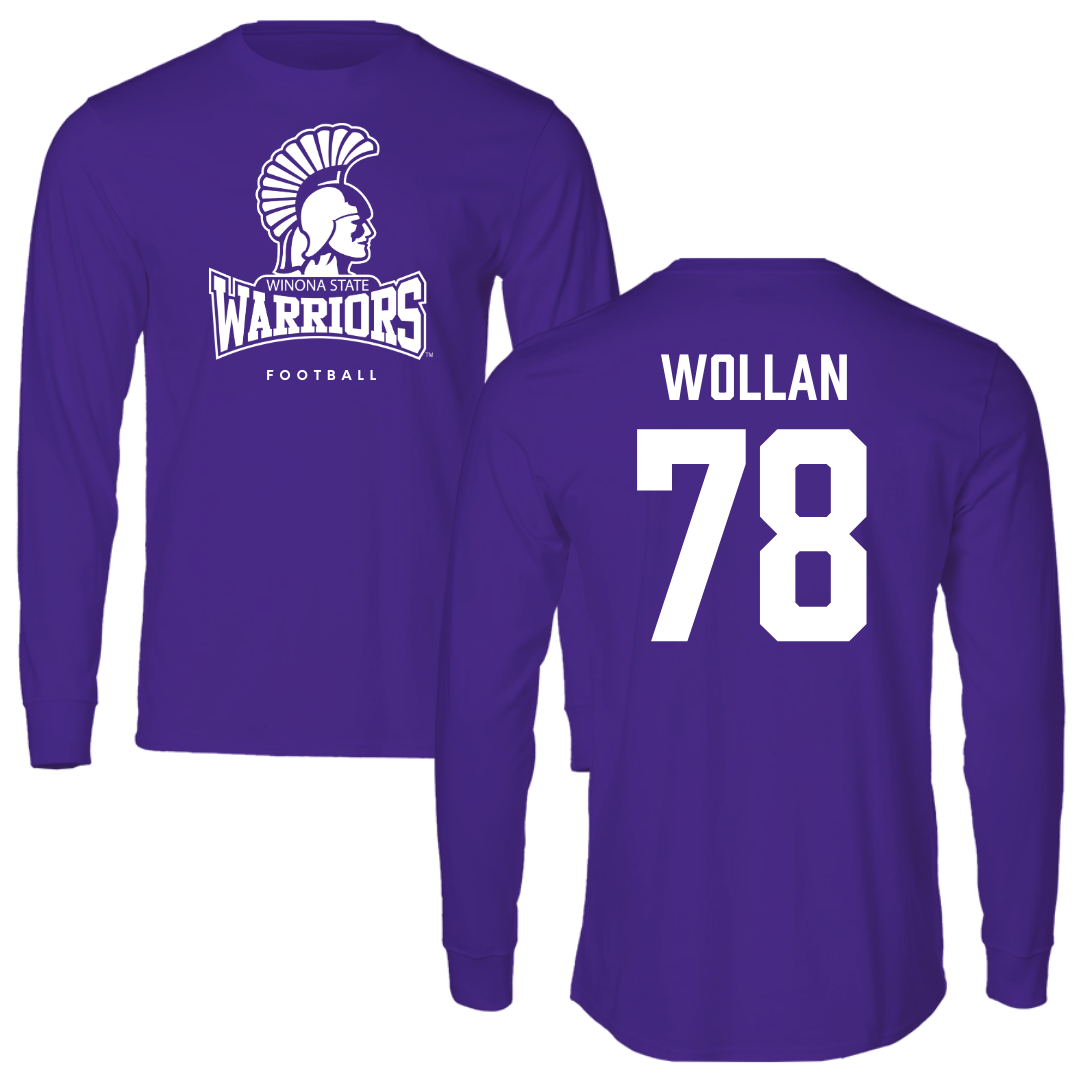 Winona State University Football Purple Performance Long Sleeve - #78 Garit Wollan