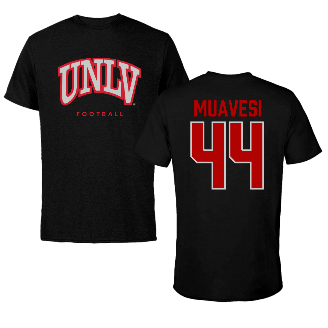 University of Nevada-Las Vegas Football Black Tee - #44 Waisale Muavesi
