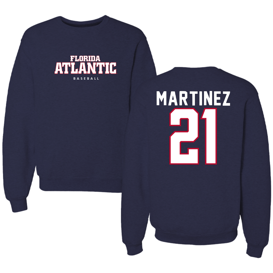 Florida Atlantic University Baseball Navy Crewneck - #21 John Martinez