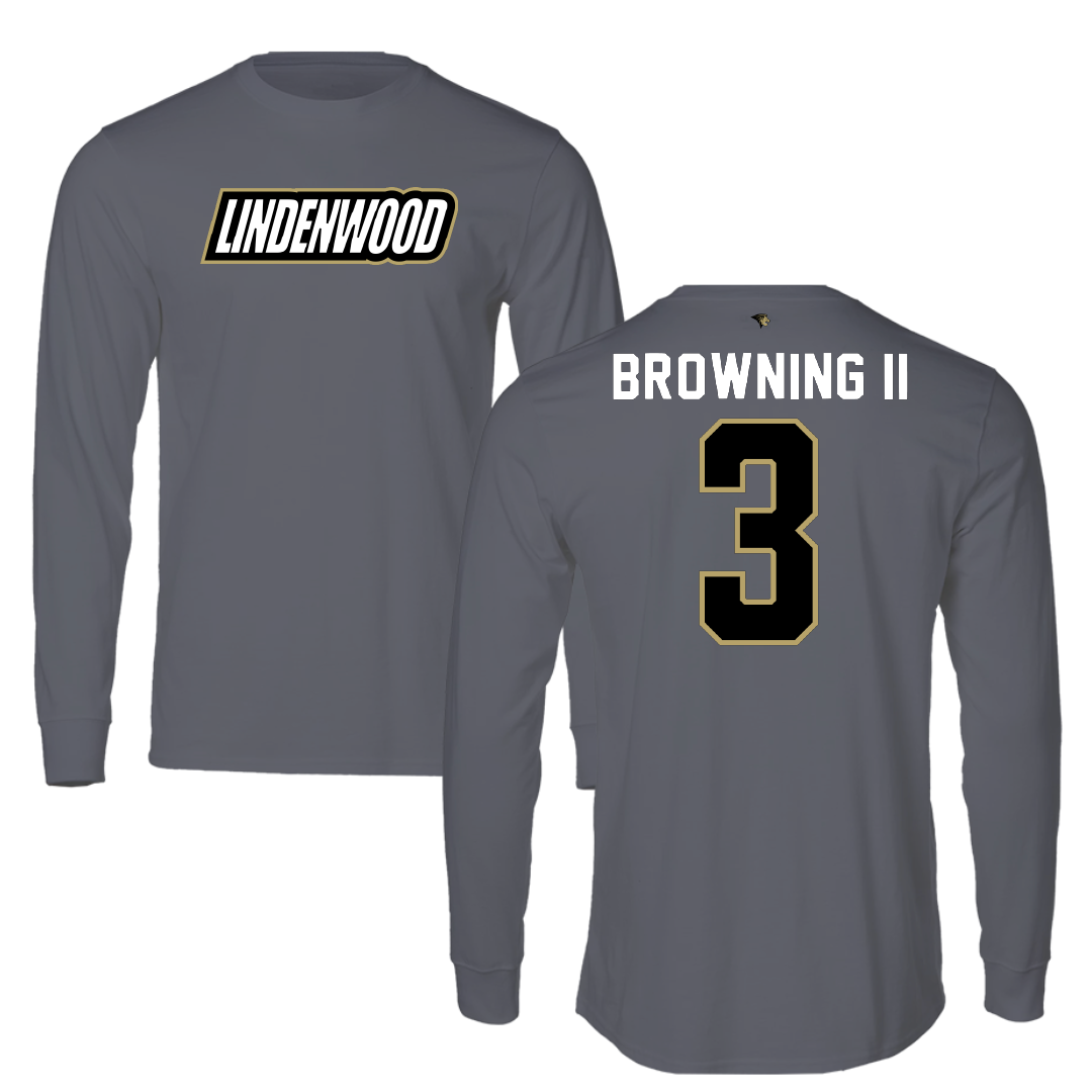 Lindenwood University Basketball Dark Gray Performance Long Sleeve - #3 Markeith Browning II