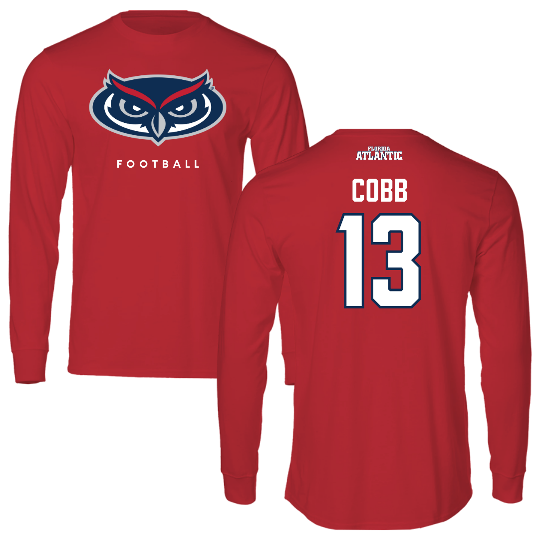 Florida Atlantic University Football Red Long Sleeve - #13 A'ceon Cobb