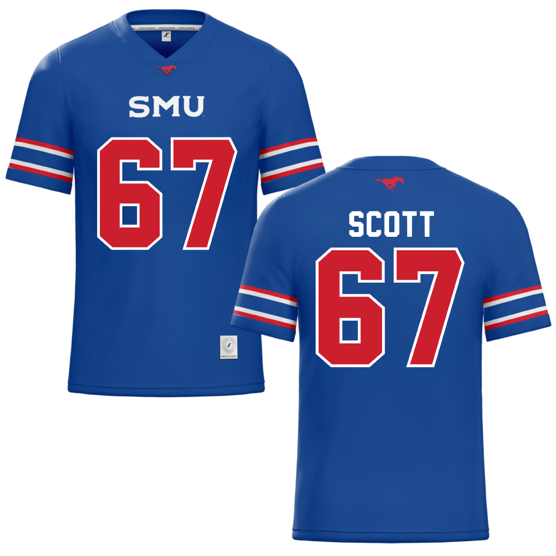 Southern Methodist University Blue Football Jersey - #67 Sean Scott