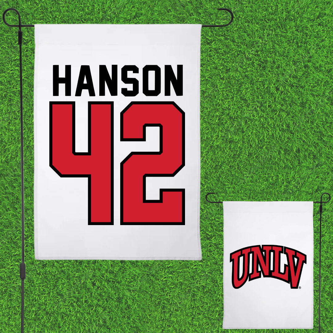 University of Nevada-Las Vegas Baseball White Garden Flag - #42 Jordan Hanson