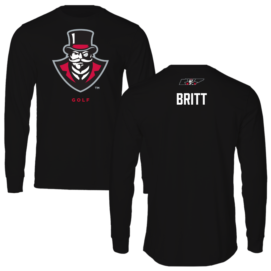 Austin Peay State University Golf Black Mascot Performance Long Sleeve - Reece Britt
