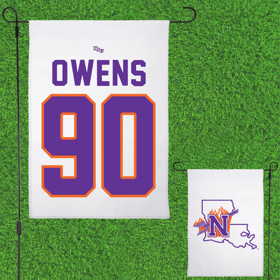 Northwestern State University Football White Garden Flag - #90 Chancellor Owens