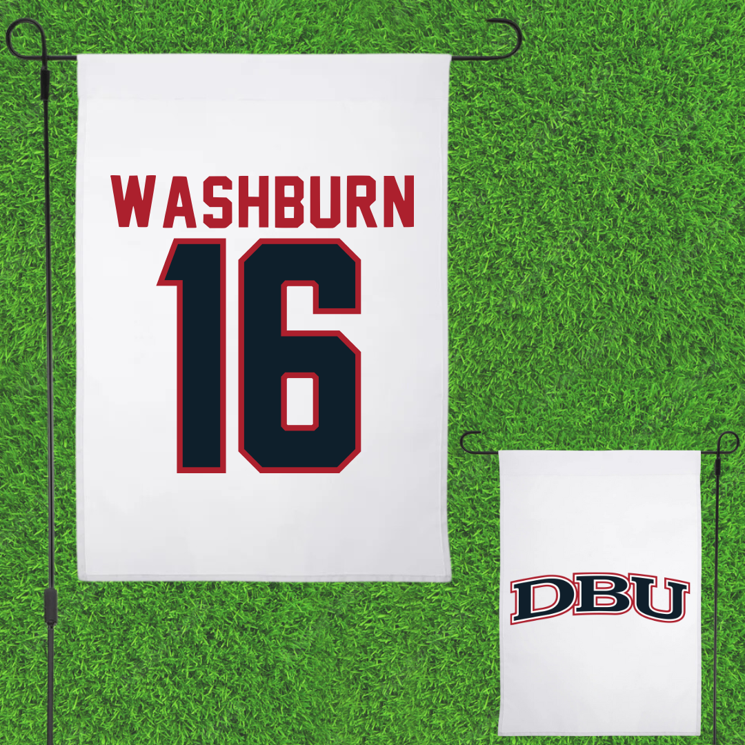 Dallas Baptist University Volleyball White Garden Flag - #16 Sadie Washburn