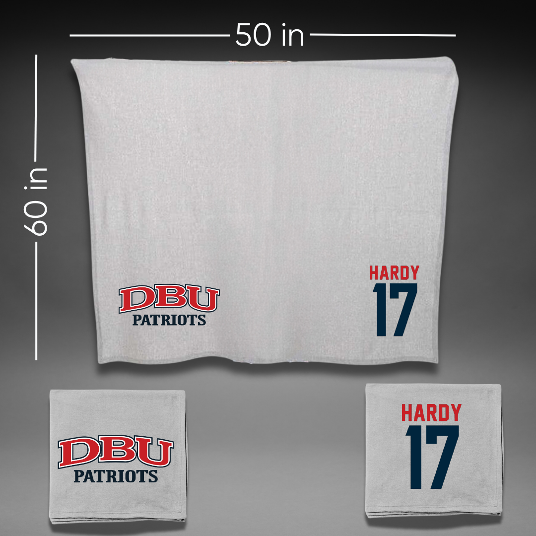 Dallas Baptist University Lacrosse Gray Blanket - #17 Austin Hardy