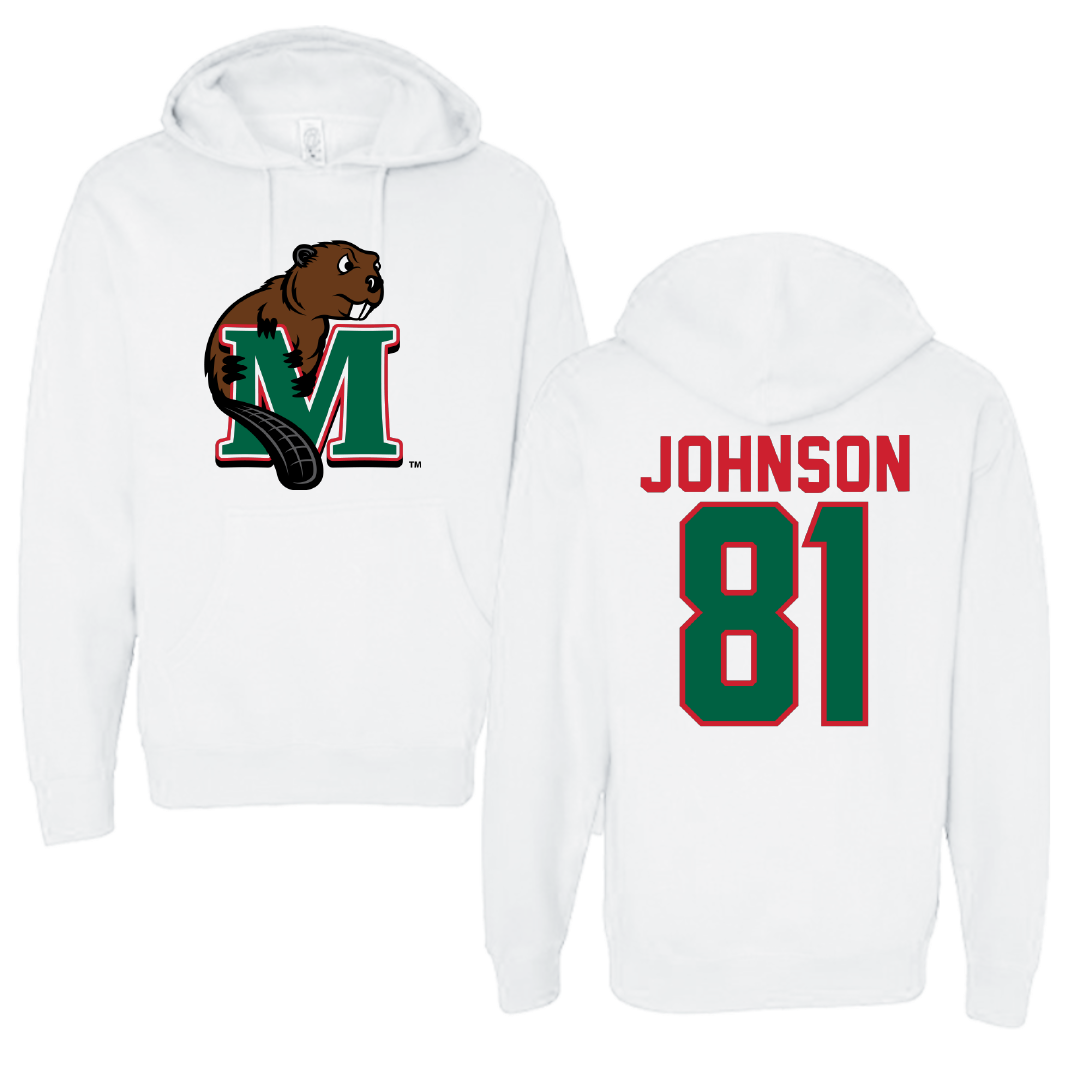 Minot State University Football White Hoodie - #81 Tyler Johnson