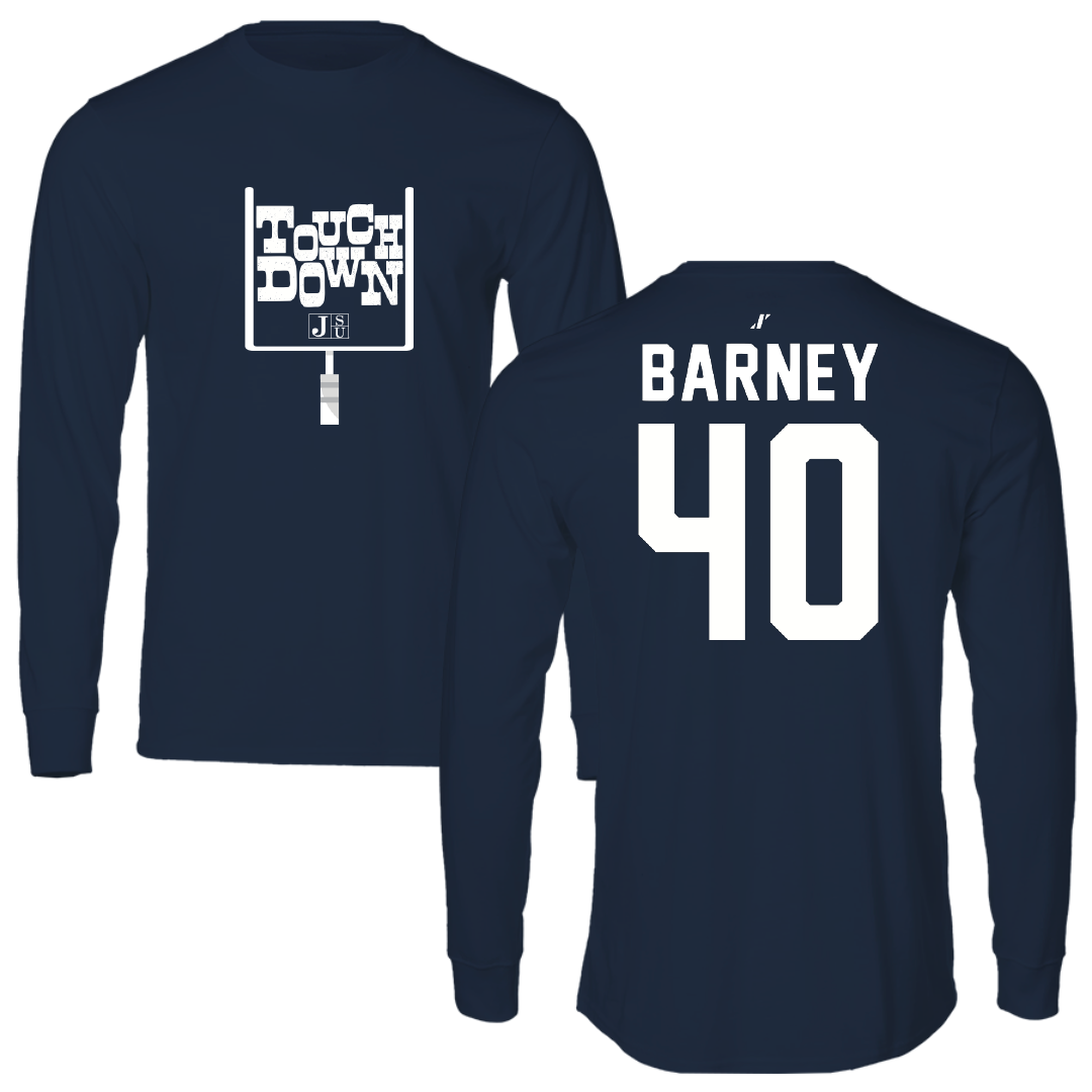 Jackson State University Football Navy Touchdown Long Sleeve - #40 Braxton Barney