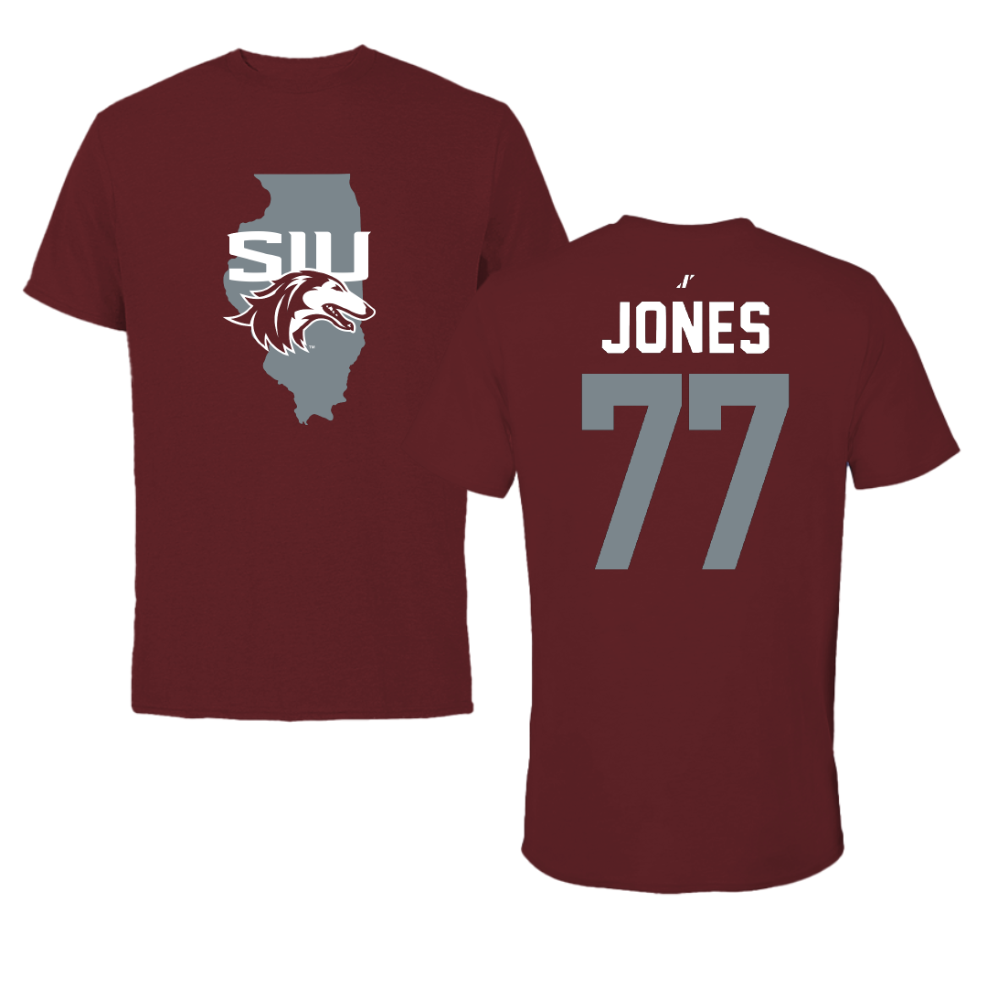 Southern Illinois University at Carbondale Softball Maroon State Tee - #77 Sidney Jones