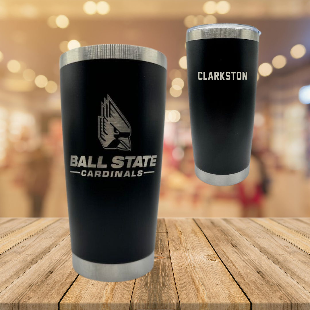 Ball State University Swimming & Diving Black Stainless Steel Tumbler - Benjamin Clarkston