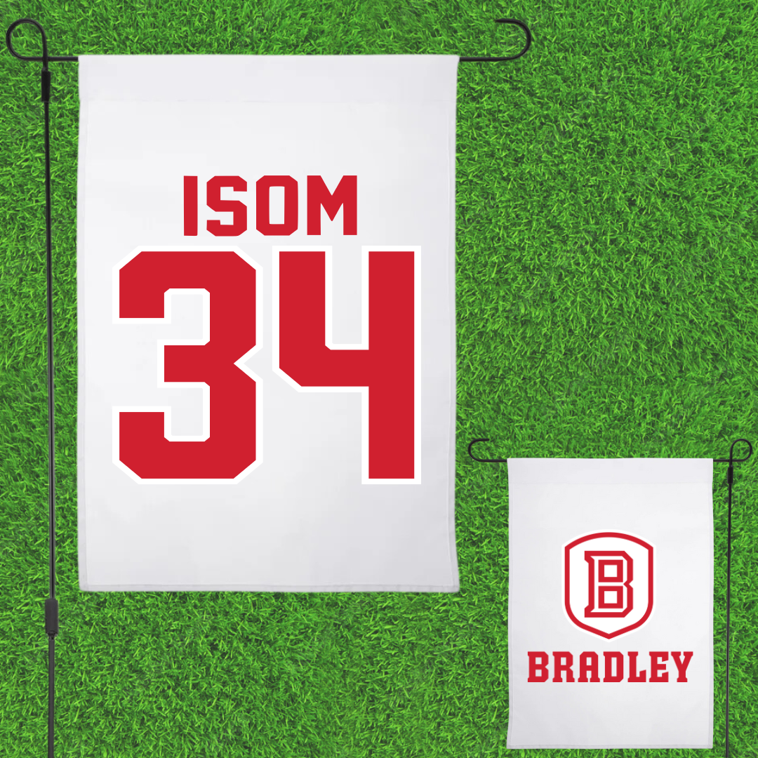 Bradley University Soccer White Garden Flag - #34 Nathaniel Isom
