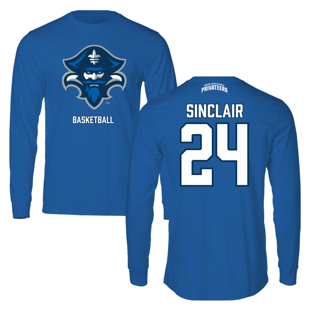 University of New Orleans Basketball Blue Performance Long Sleeve - #24 Cole Sinclair