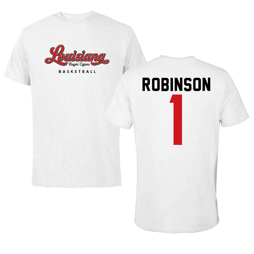 University of Louisiana at Lafayette Basketball White Tee - #1 Tamiah Robinson