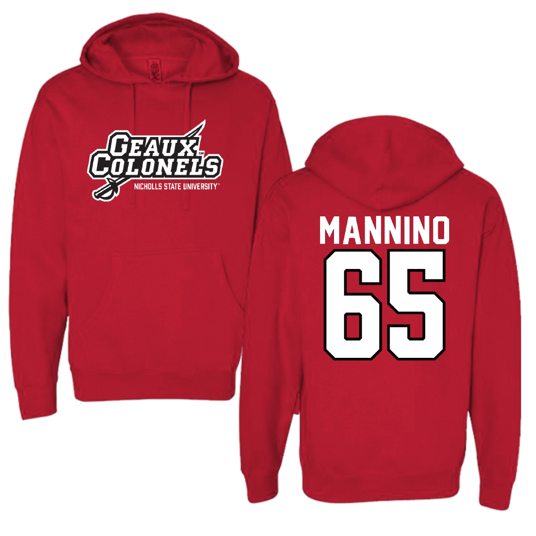 Nicholls State University Football Red General Hoodie - #65 Christian Mannino