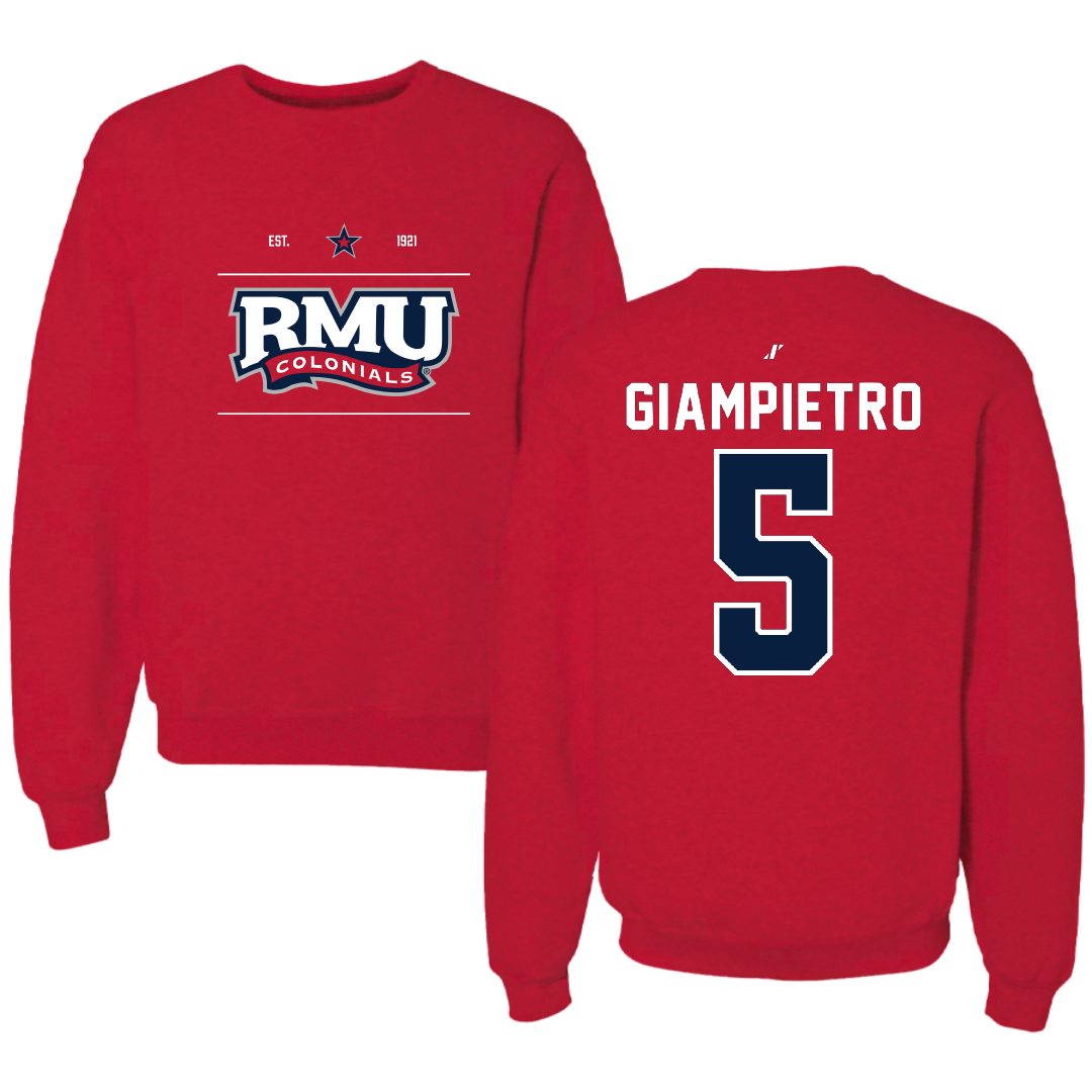 Robert Morris University Ice Hockey Red General Crewneck - #5 Alaina Giampietro