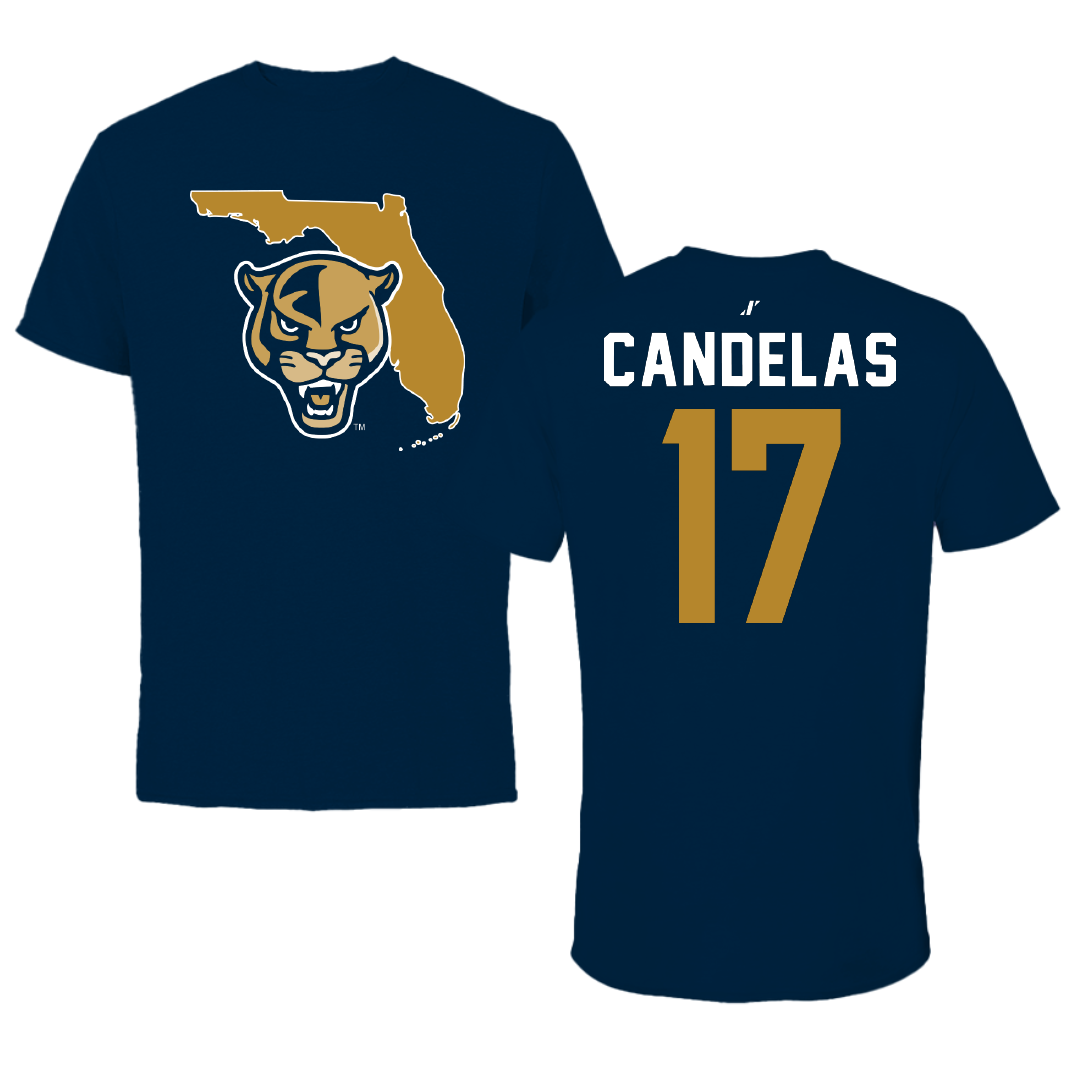 Florida International University Baseball Navy State Tee - #17 Hector Candelas