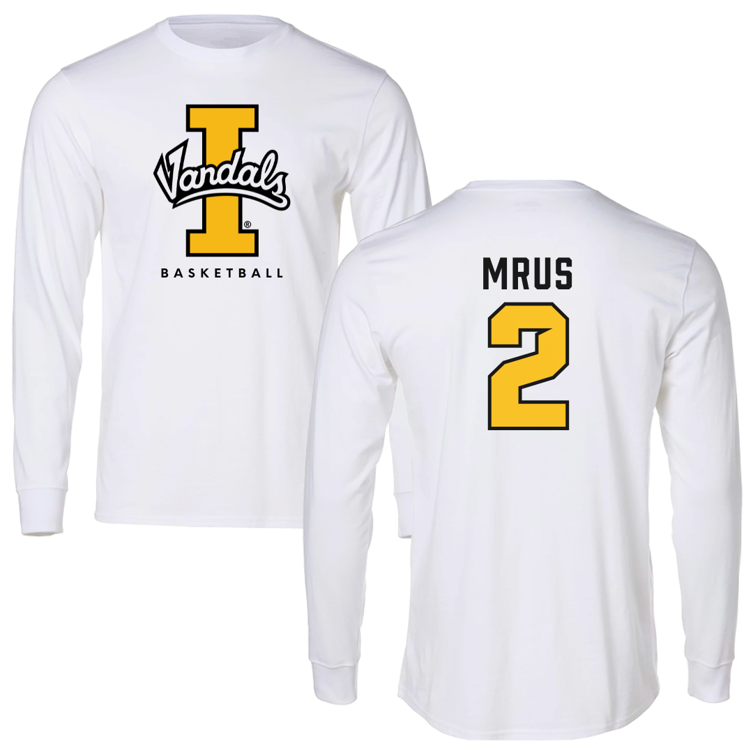 University of Idaho Basketball White Vandals Performance Long Sleeve - #2 Tyler Mrus
