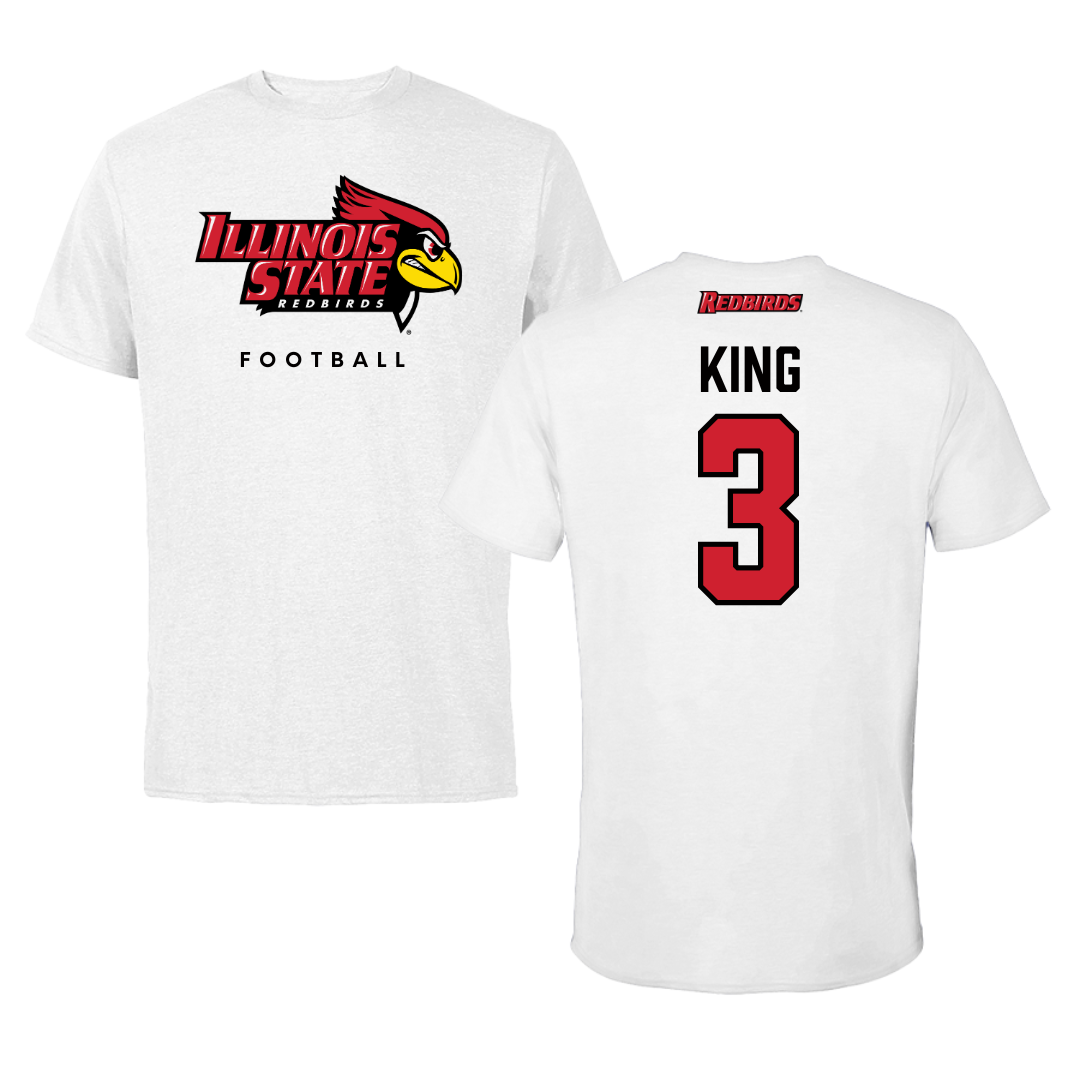 Illinois State University Football White Performance Tee - #3 Mason King