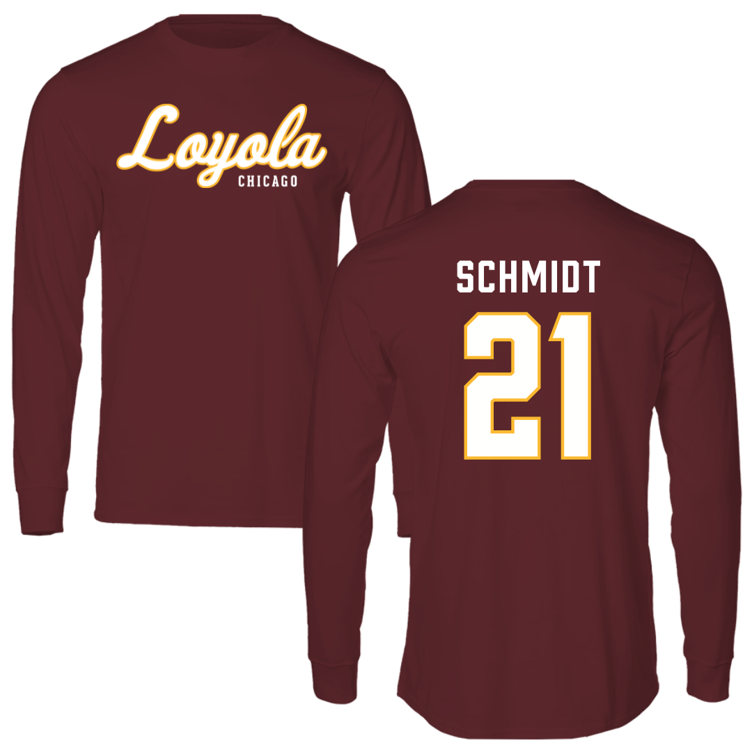 Loyola University-Chicago Soccer Maroon Performance Long Sleeve - #21 Maggie Schmidt