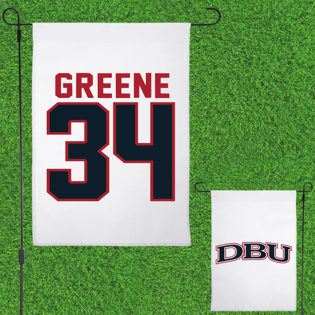 Dallas Baptist University Soccer White Garden Flag - #34 Ava Greene