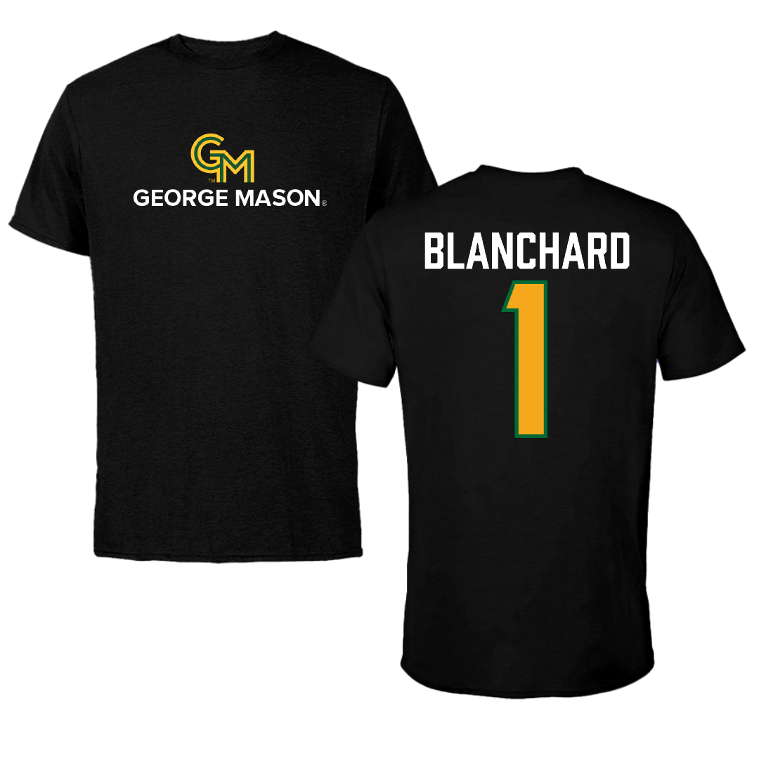 George Mason University Baseball Black Performance Tee - #1 Evan Blanchard