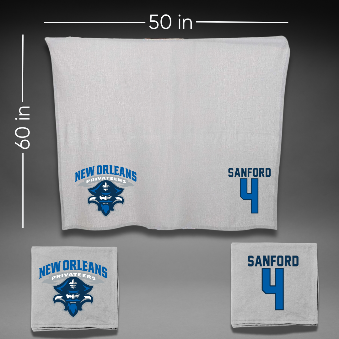 University of New Orleans Baseball Gray Blanket - #4 Mitchell Sanford