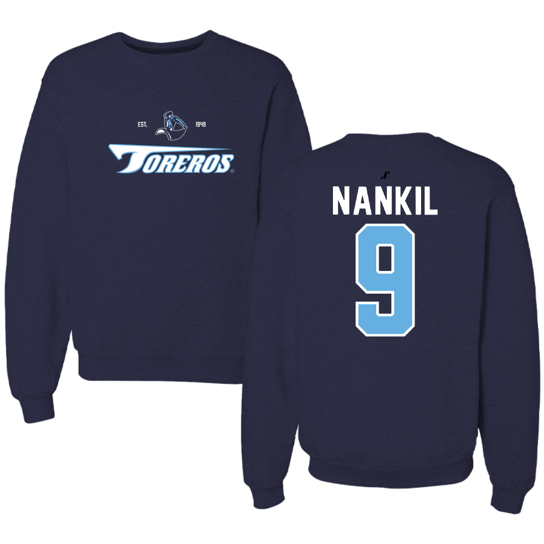 University of San Diego Football Navy General Crewneck - #9 Dom Nankil