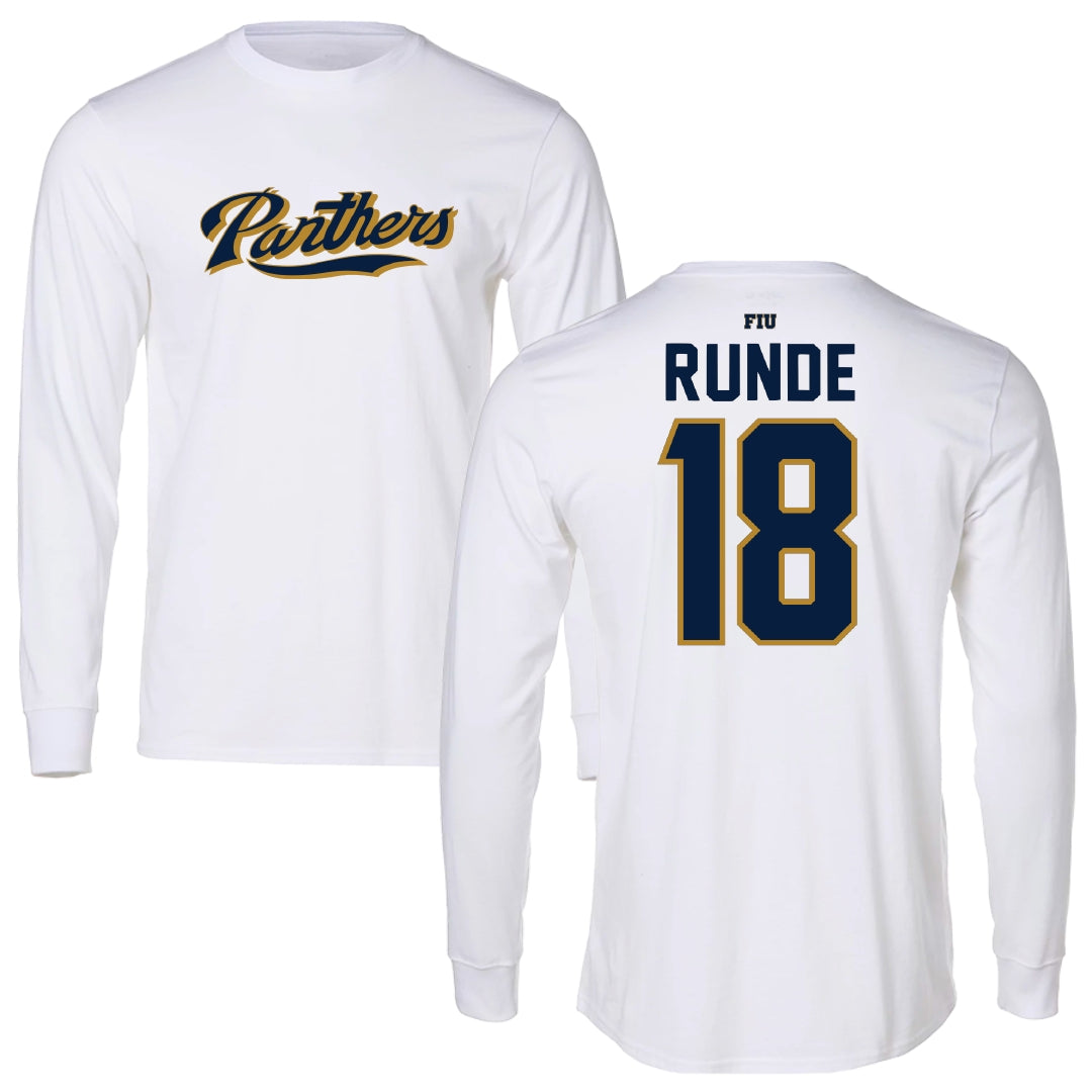 Florida International University Baseball White Panthers Long Sleeve - #18 Logan Runde