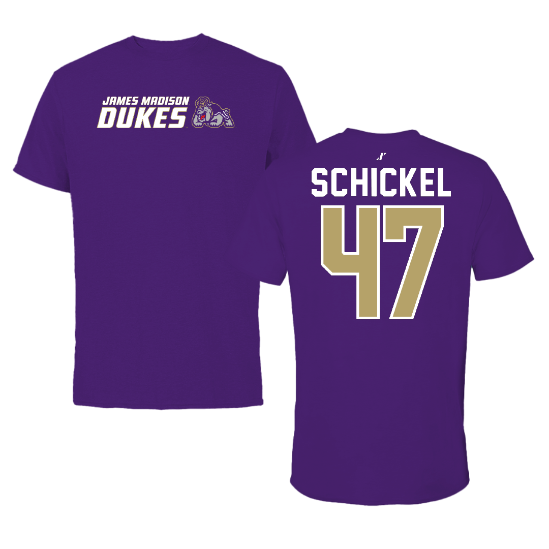 James Madison University Football Purple General Tee - #47 Kaden Schickel