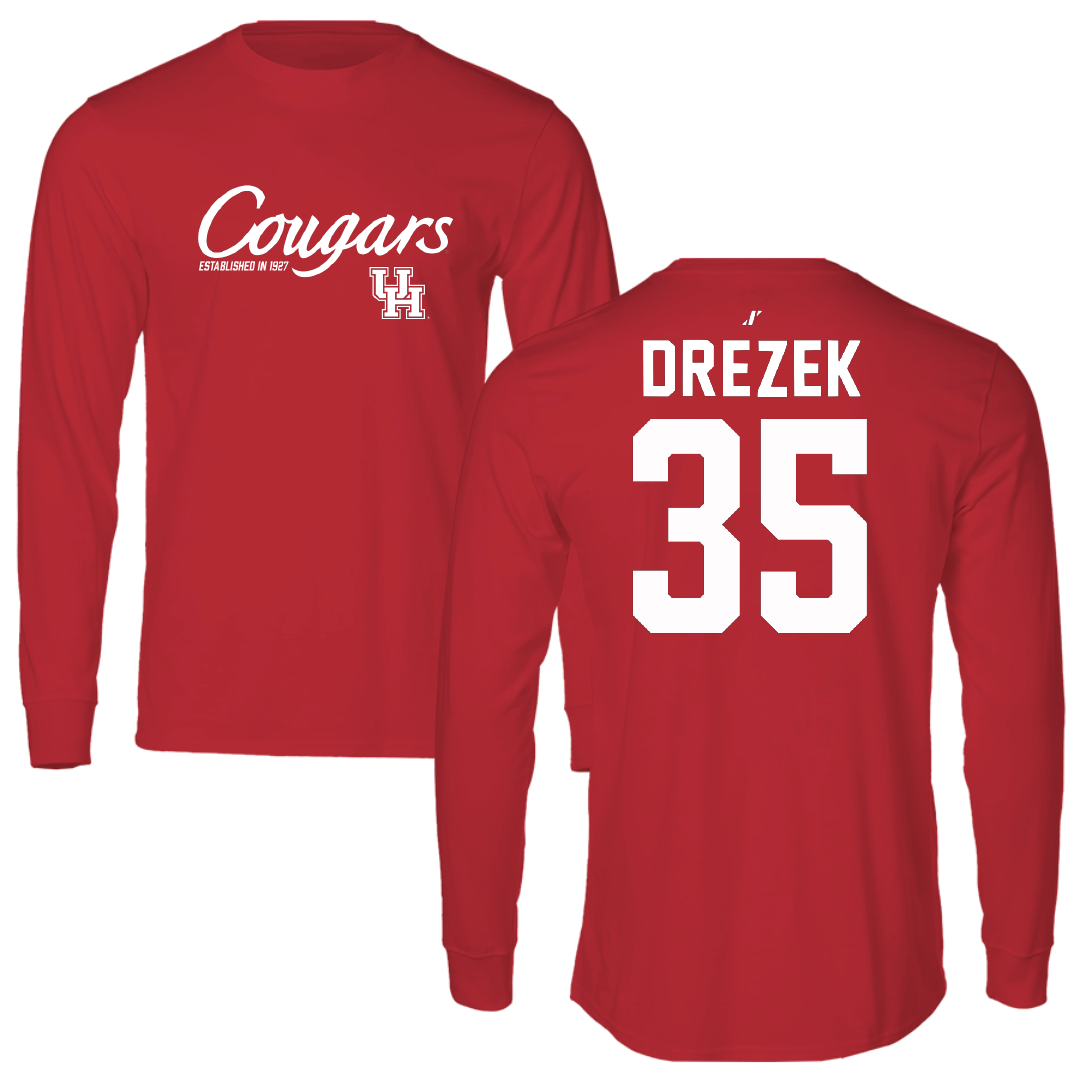 University of Houston Baseball Red General Long Sleeve - #35 Graysen Drezek
