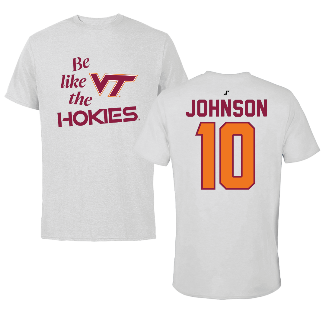 Virginia Tech Basketball Light Gray Be Like Us Performance Tee - #10 Tyler Johnson