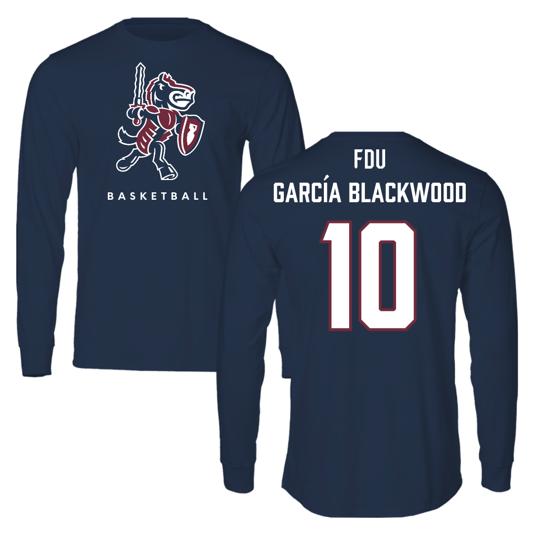 Fairleigh Dickinson University-Metropolitan Campus Basketball Navy Long Sleeve - #10 Dominique García Blackwood