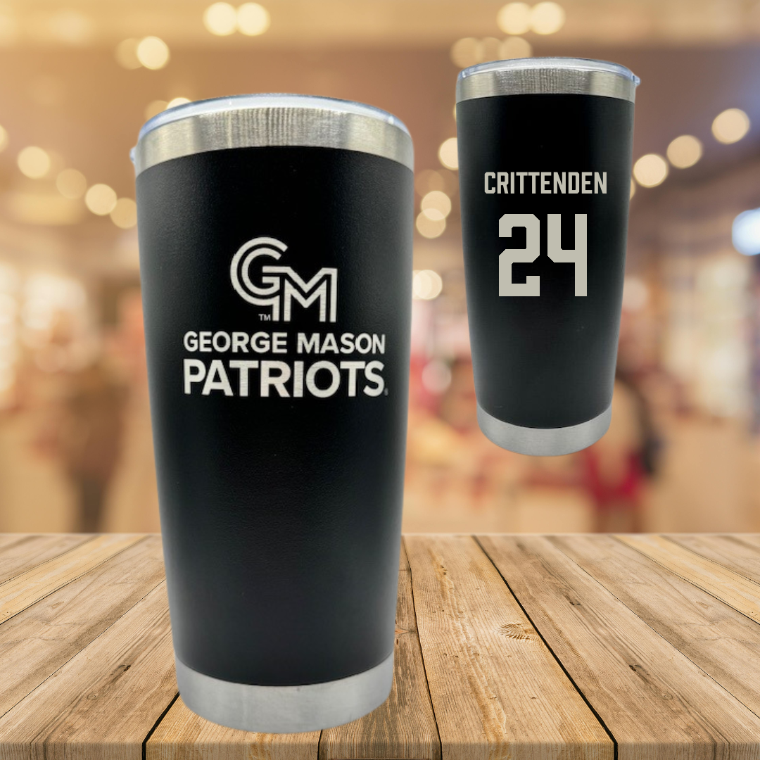 George Mason University Soccer Black Stainless Steel Tumbler - #24 Davis Crittenden