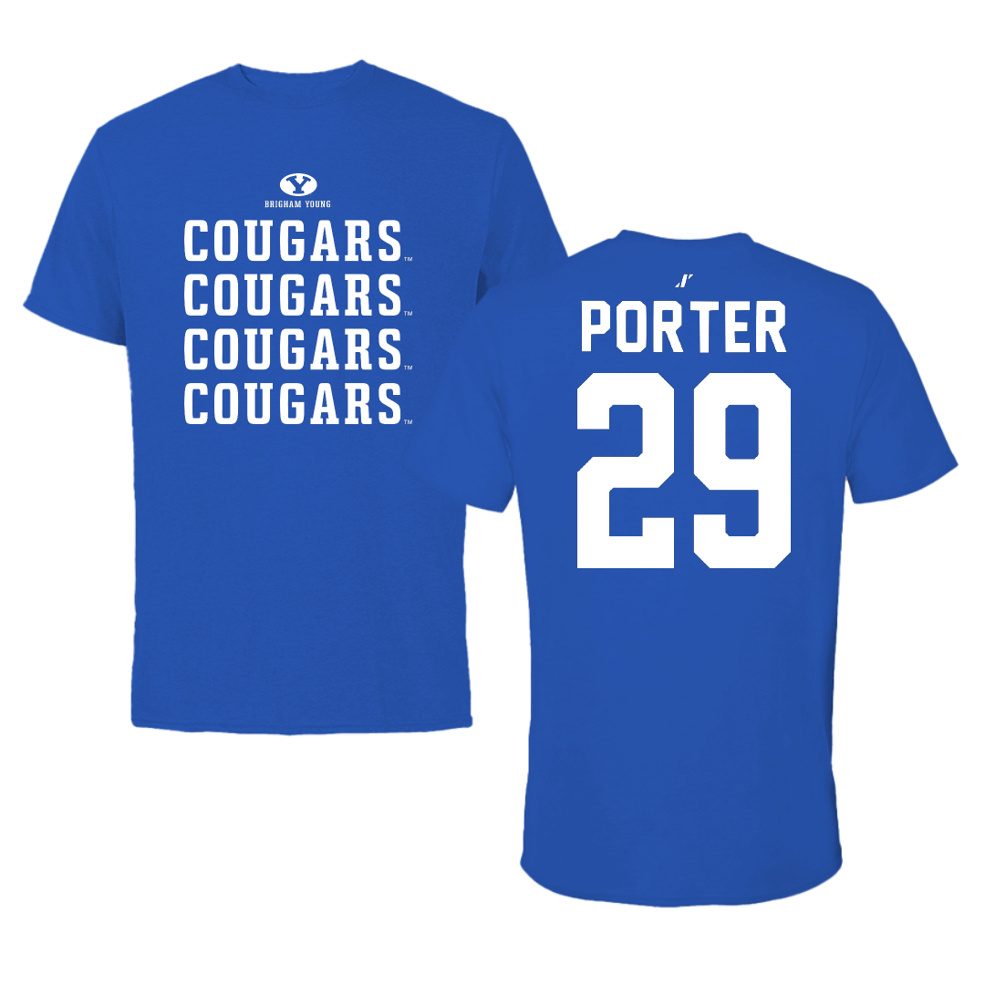 Brigham Young University Baseball Blue General Tee - #29 Jake Porter