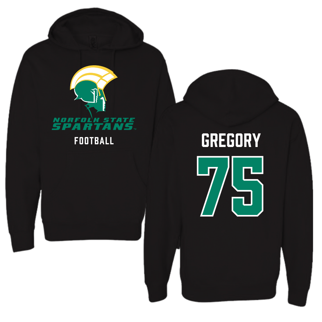 Norfolk State University Football Black Hoodie - #75 Evan Gregory