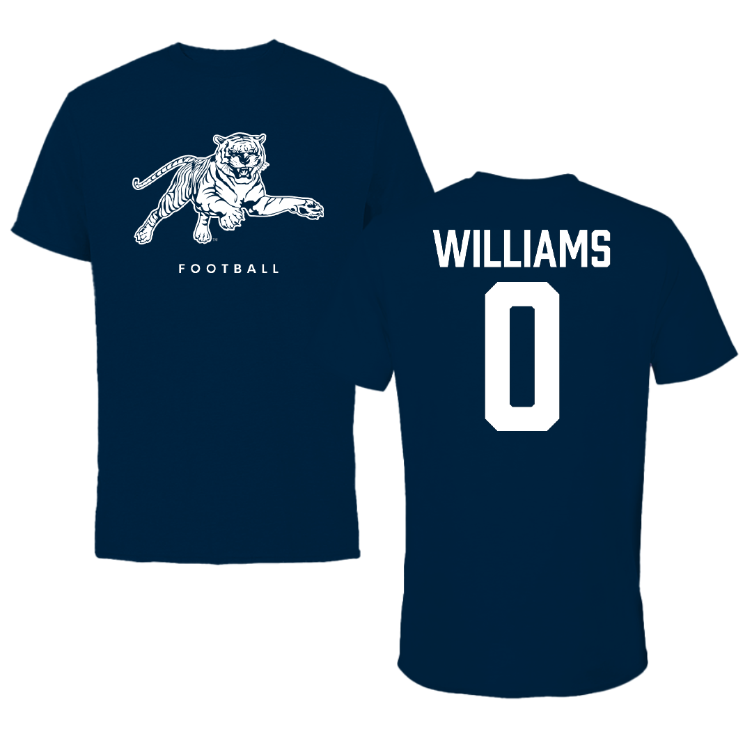 Jackson State University Football Navy Tee - #0 Jeremiah Williams