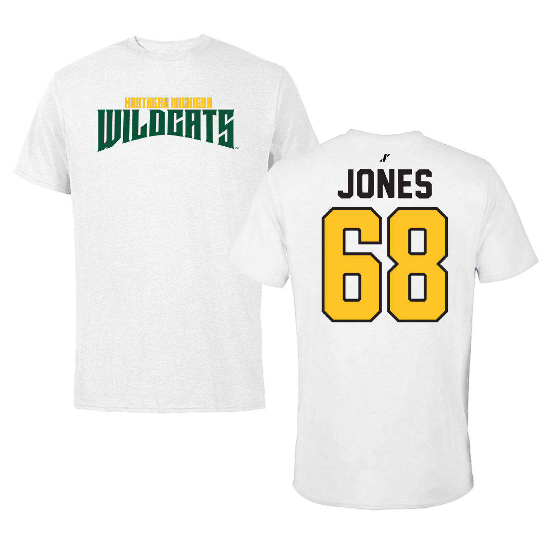 Northern Michigan University Football White Classic Performance Tee - #68 Tommy Jones