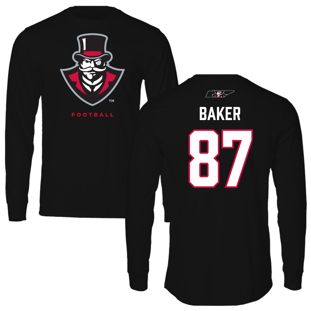 Austin Peay State University Football Black Mascot Performance Long Sleeve - #87 Jack Baker
