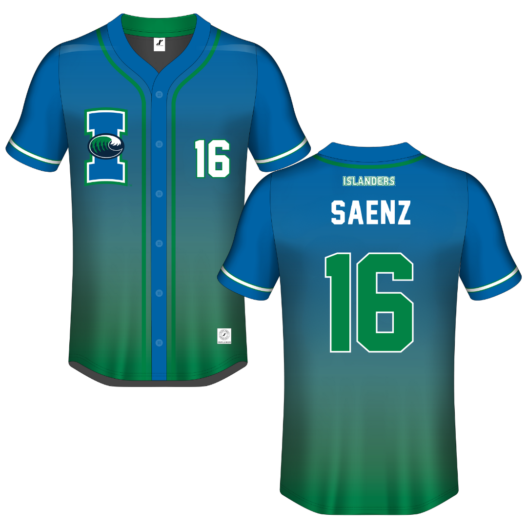 Texas A&M University-Corpus Christi Blue Gradient Button-Down Jersey - #16 Ariella Saenz