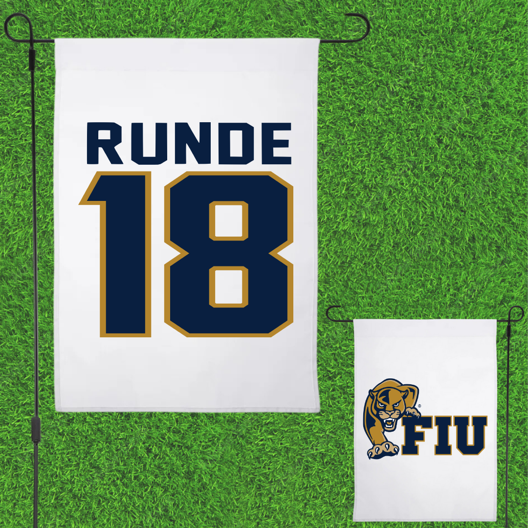Florida International University Baseball White Garden Flag - #18 Logan Runde