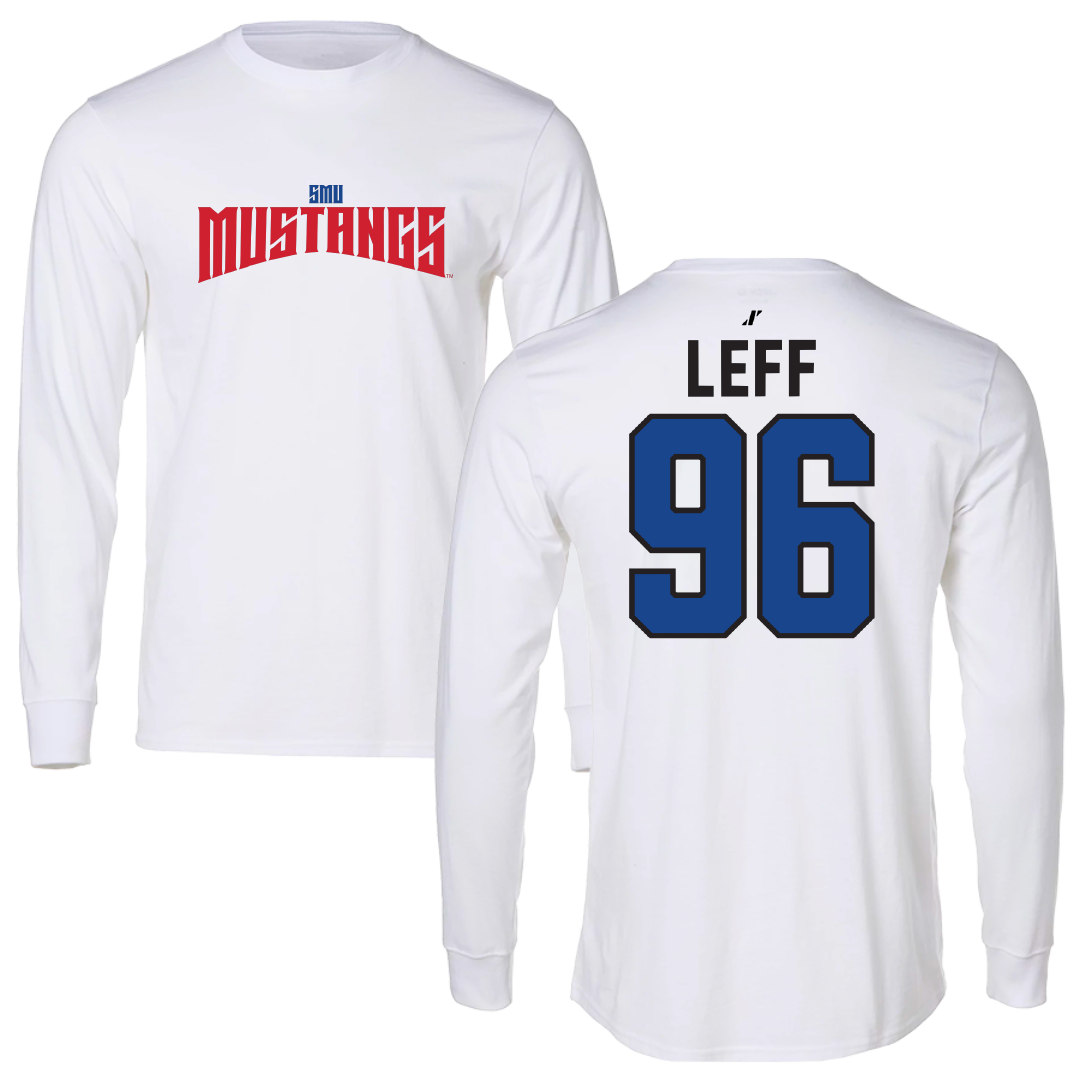 Southern Methodist University Football White Classic Long Sleeve - #96 Josh Leff