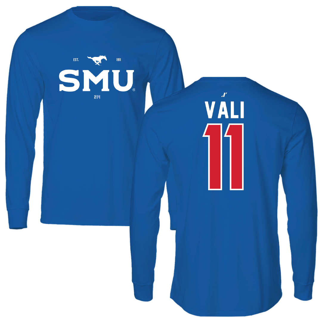 Southern Methodist University Soccer Blue General Long Sleeve - #11 Addison Vali