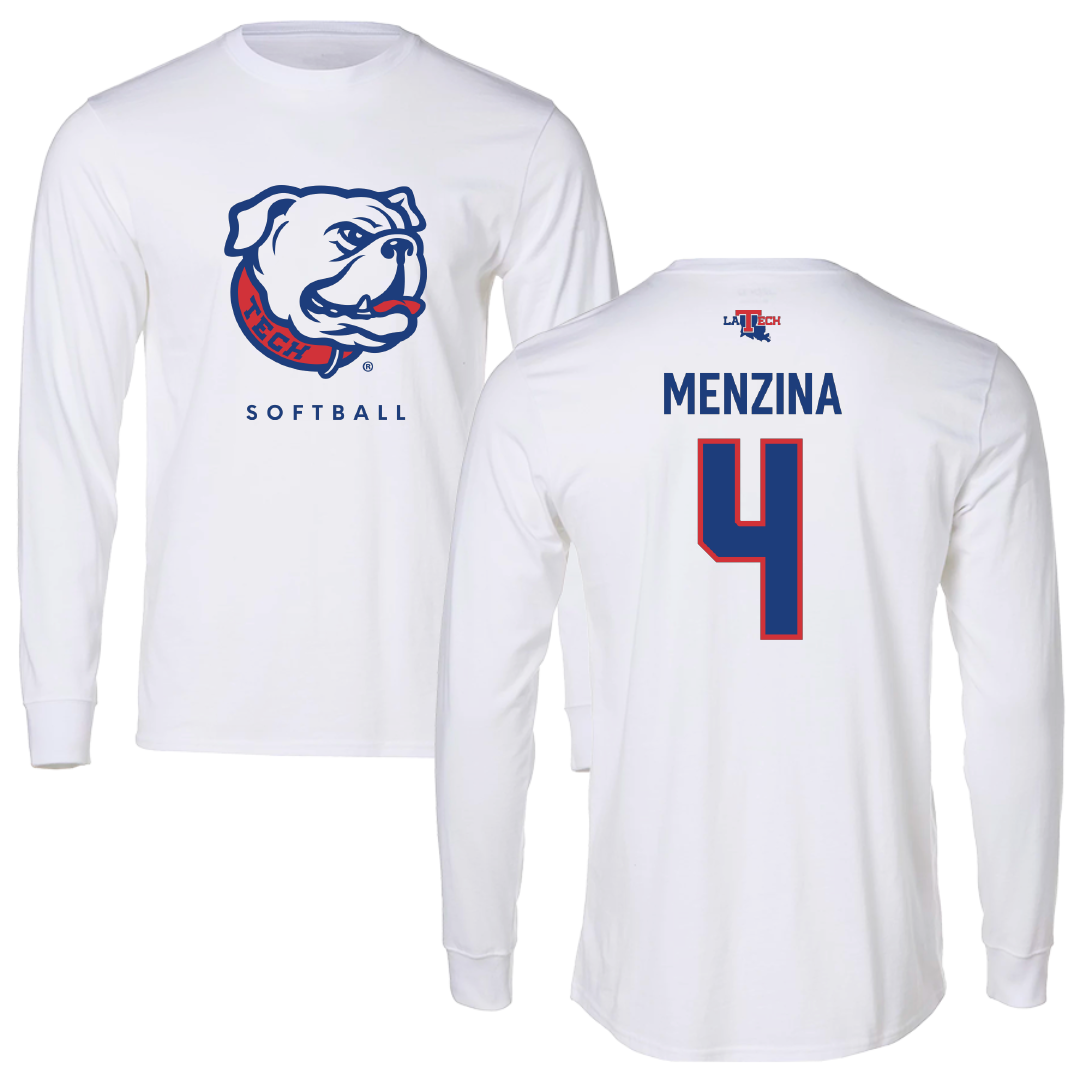 Louisiana Tech University Softball White Performance Long Sleeve - #4 Lauren Menzina