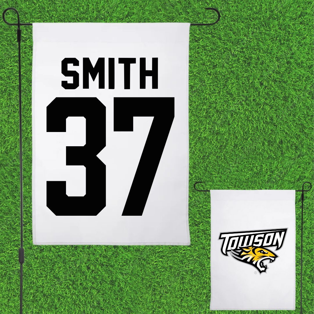 Towson University Lacrosse White Garden Flag - #37 Elijah Smith