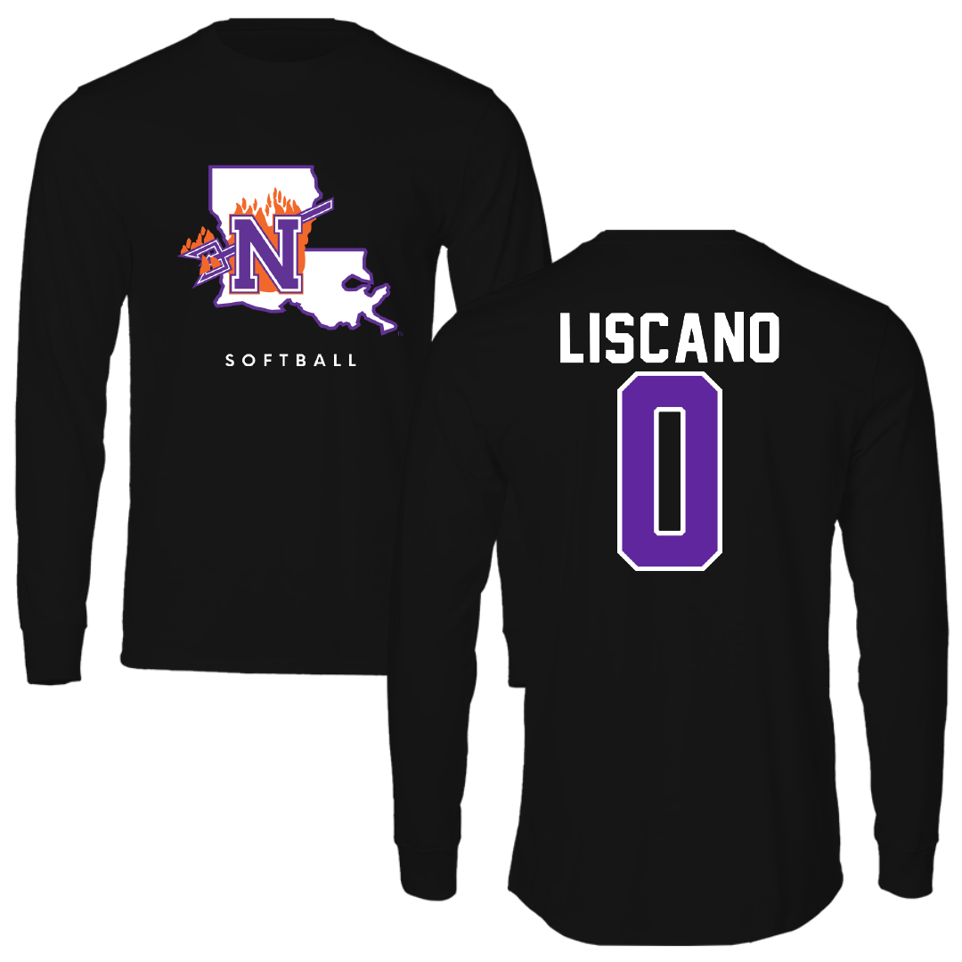Northwestern State University Softball Black Block Long Sleeve - #0 Mia Liscano
