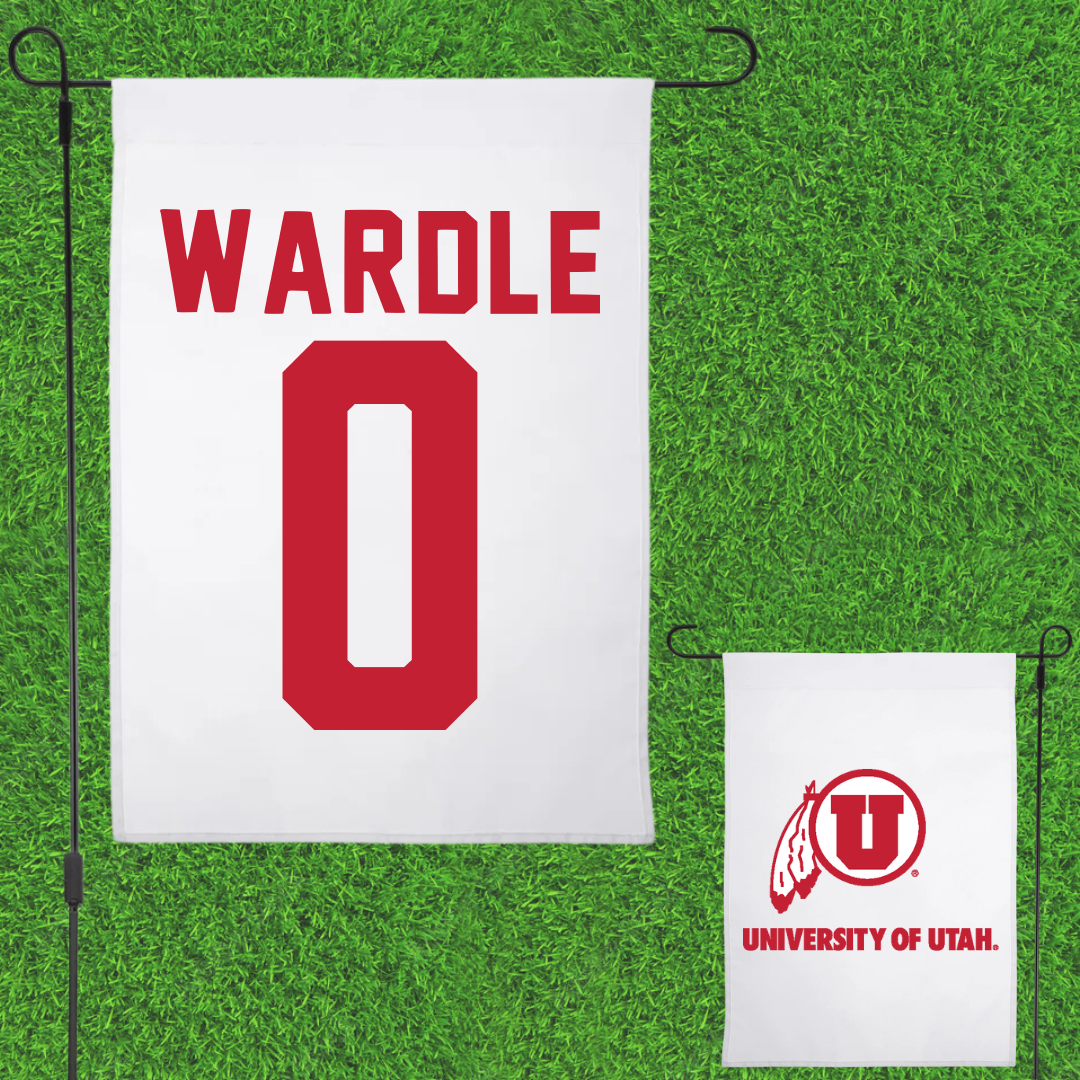 University of Utah Soccer White Garden Flag - #0 Kasey Wardle