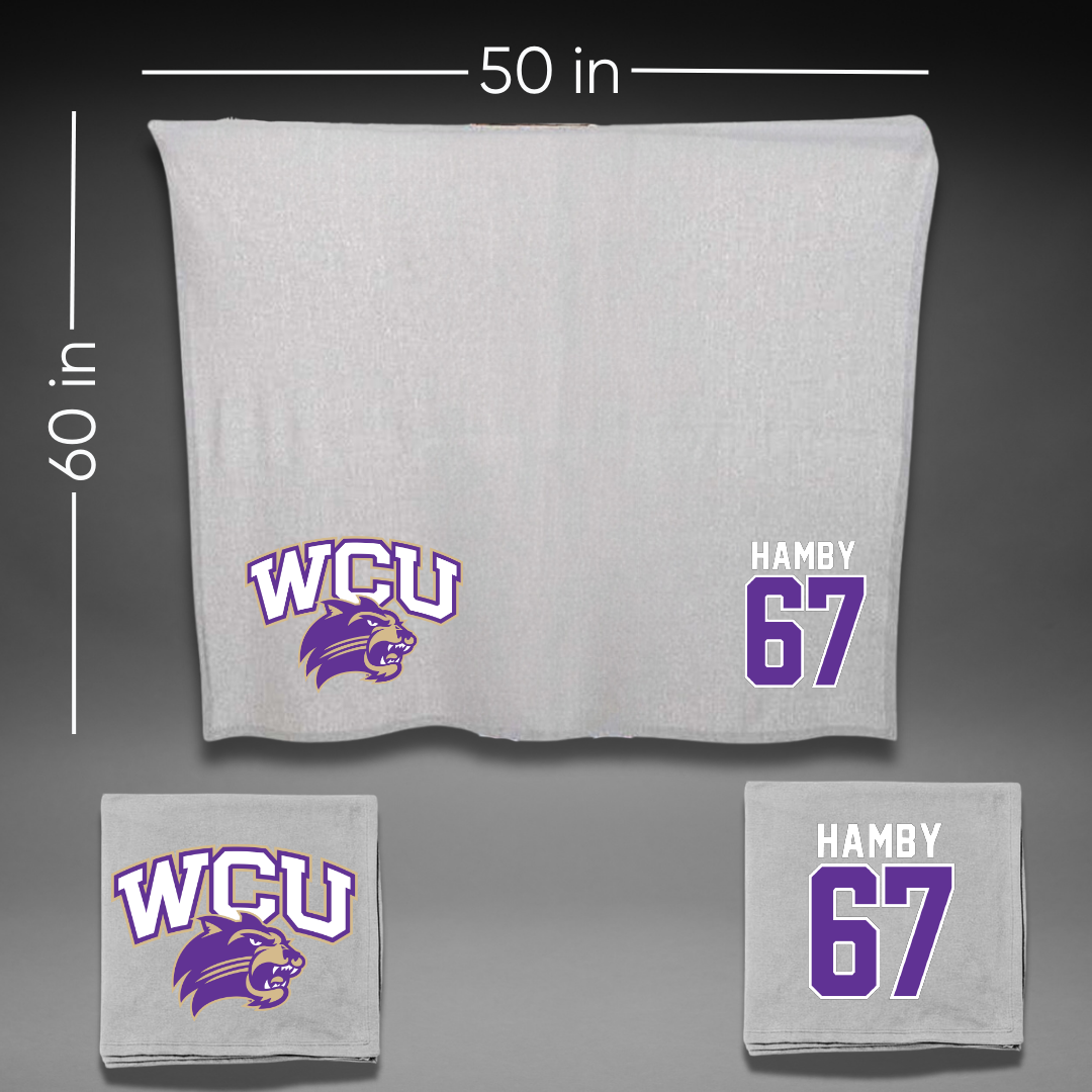 Western Carolina University Football Gray Blanket - #67 Steven Hamby