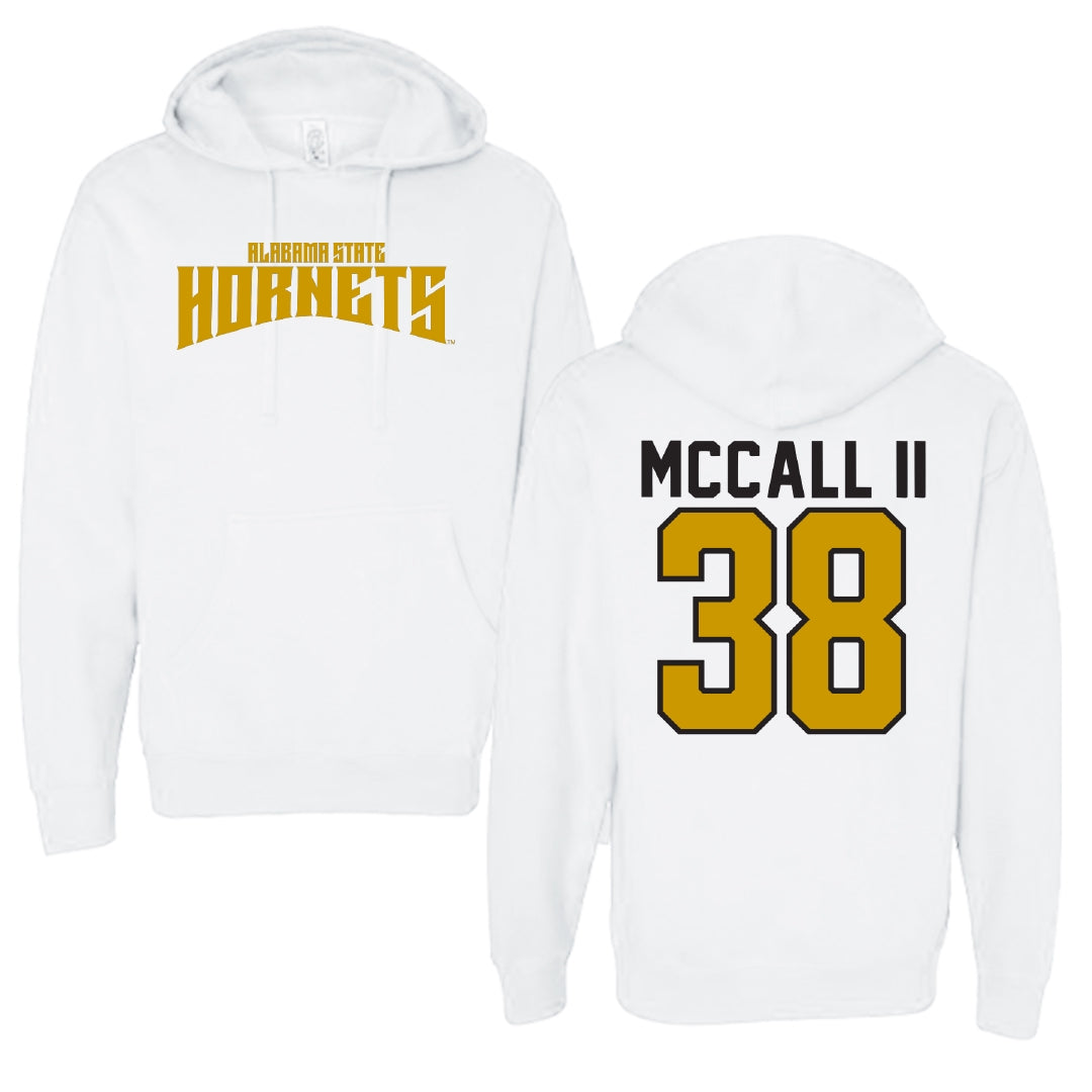 Alabama State University Football White Classic Hoodie - #38 Stewart McCall II