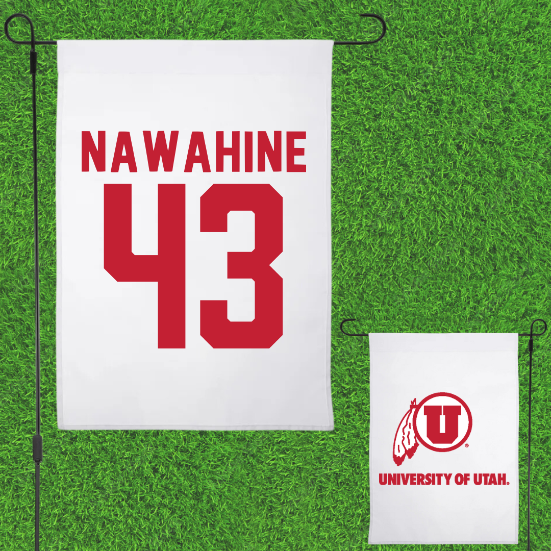 University of Utah Football White Garden Flag - #43 Gavin Nawahine